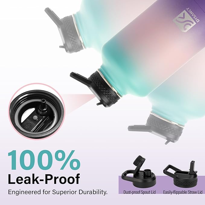 Insulated Water Bottle | Thickened Stainless Steel Vacuum Metal | Portable Sports Half Gallon Large Water Jug for Gym and Hiking with Straw, Carrier Bag, Handle Strap | BPA-Free 64 oz