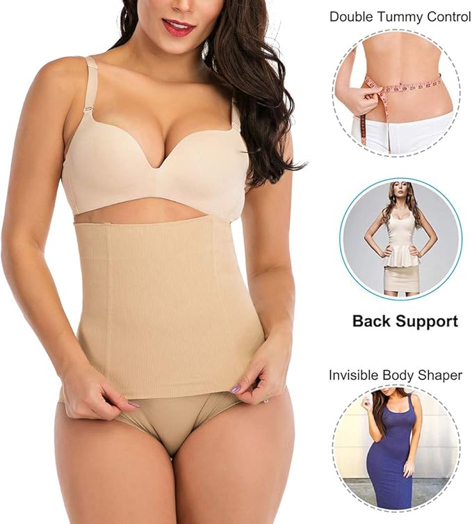 FUT Women's Waist Trainer Shapewear Tummy Control Waist Cincher Slim Body Shaper Postpartum Belly Band Wrap