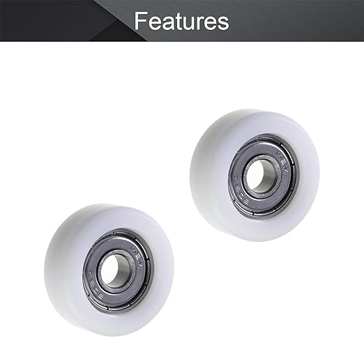 MroMax Roller Idler Bearing Pulley-8 x 32 x 12mm Sliding Conveyor Nylon Wheel with 608Z Bearing for Furniture, Hardware Accessories and Mobile Door White 4Pcs