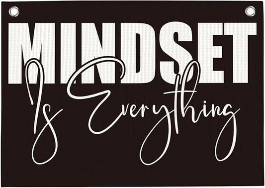 Mindset is Everything Gym Motivational Wall Art Banner Dorm Posters Gifts for Guys Men Women Gym Flag Decor for Home Gym Bedroom Workout Room 30x20 Inchs
