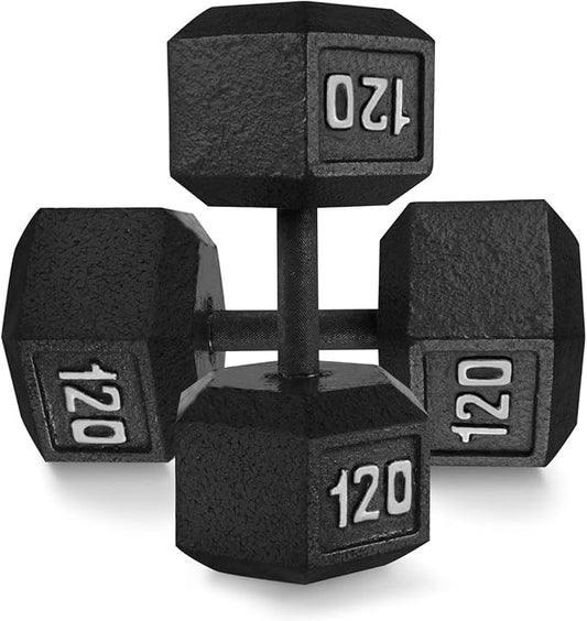 WF Athletic Supply Cast Iron Solid Hexagon Gray/Black Dumbbells, Strength Training Free Weights Set of 2 for Women and Men, Hand Weights Sold by Pairs, Multi-Select Size Options Available