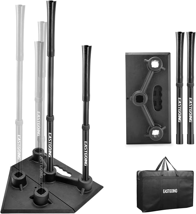 Eastgoing Heavy Duty Baseball and Softball Portable Travel Batting Tee.Adjustable 5-Position Baseball and Softball Batting Tee.Hitting Tee for Any Age Player Baseball