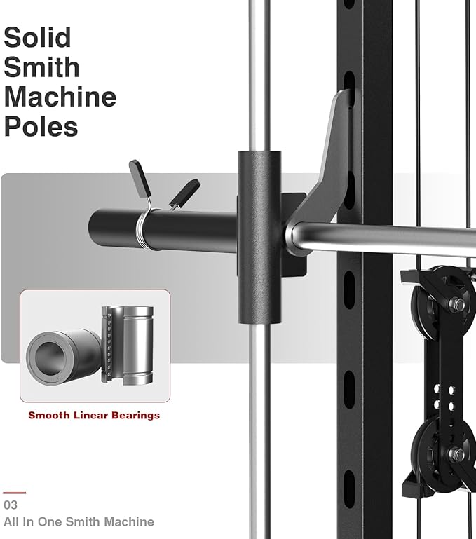 DONOW Smith Machine with Weight Stacks Power Cage Squat Rack Dual Cable Crossover Machine Home Gym Systems Station LAT Pull Down