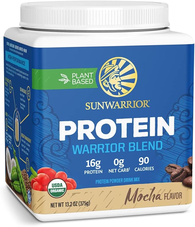 Sunwarrior Organic Plant Based Protein Powder | Vegan Organic Protein Powder Mocha Flavored with BCAA Amino Acids & Hemp Seed Pea Blend | Non-GMO Soy Dairy Filler & Gluten Free (Mocha, 15 Servings)