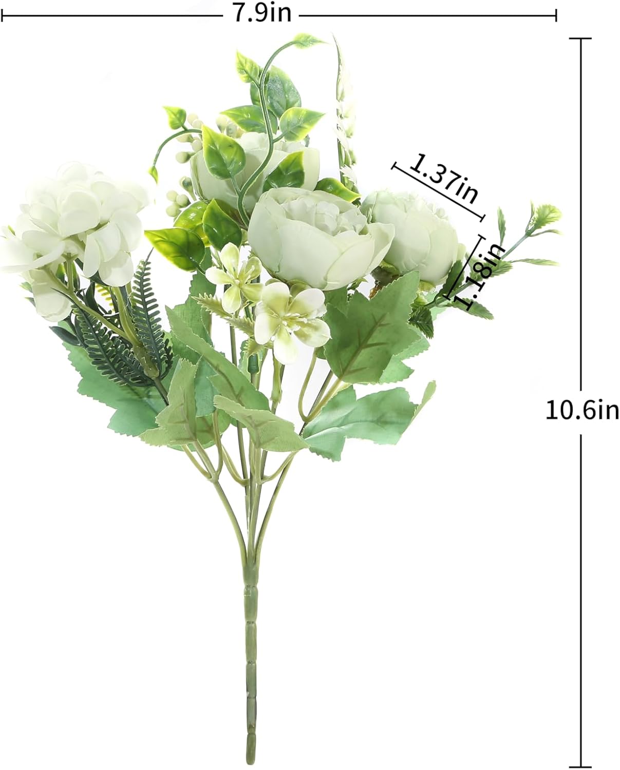 Artificial Flowers Fake Peony Silk Mini Plastic Bridal Flowers for DIY Wedding Bouquets Home Decorations 4 Packs(Light Green)