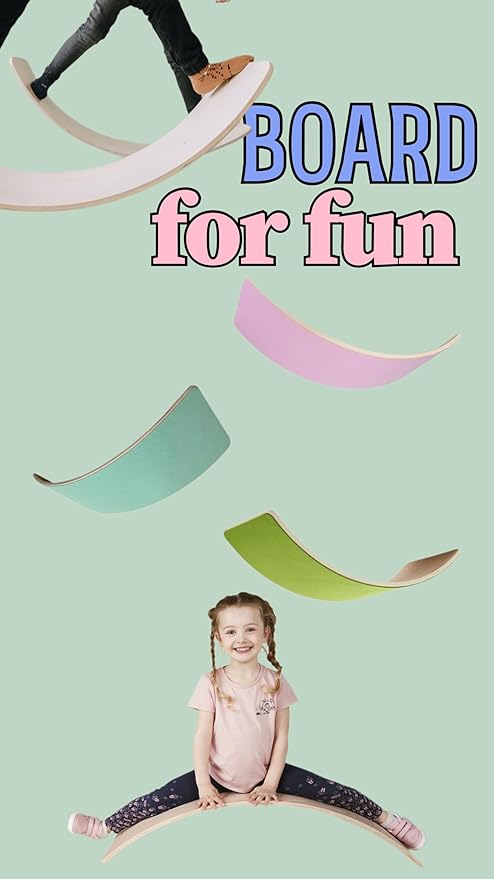 Wooden Wobble Balance Board Gentle Monster 35 Inch Rocker Board trainer, Yoga Curvy Board for Office & Classroom Adult (LIHG GREEN)
