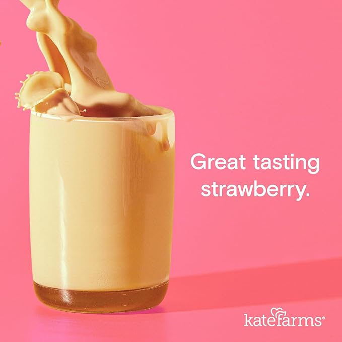 Kate Farms Organic Nutrition Shake, Strawberry, 16g Protein, 27 Vitamins and Minerals, Meal Replacement, 11 oz, 12 Pack
