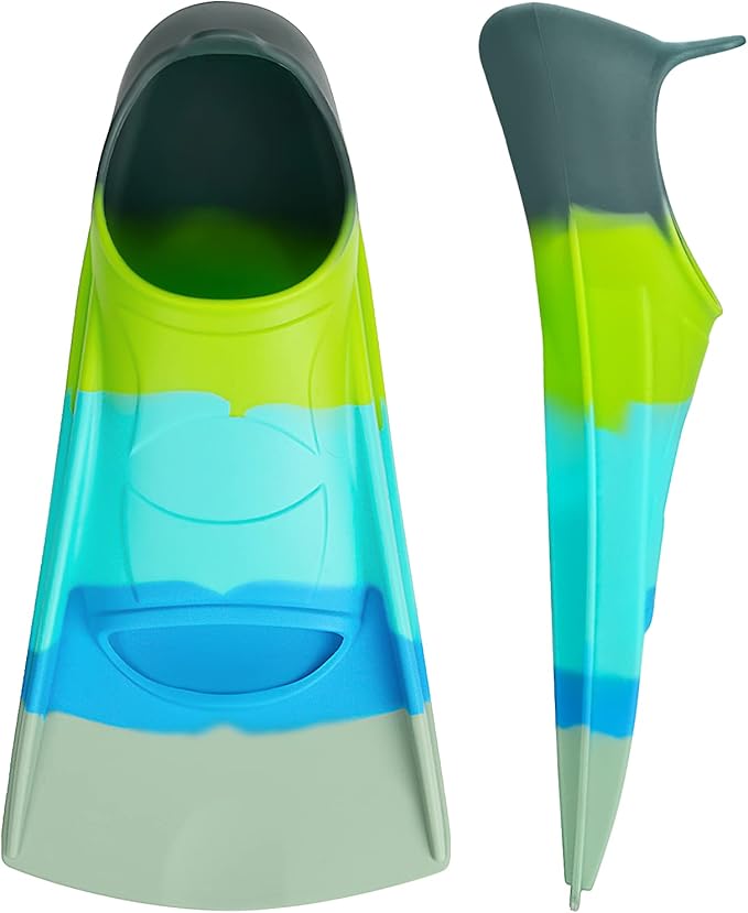 Gintenco Swim Fins, Kids Swim Training Fins for Lap Swimming, Travel Size Flippers with Mesh Bag, Silicone Swimming Fins for Kids Teens Adults Women Men