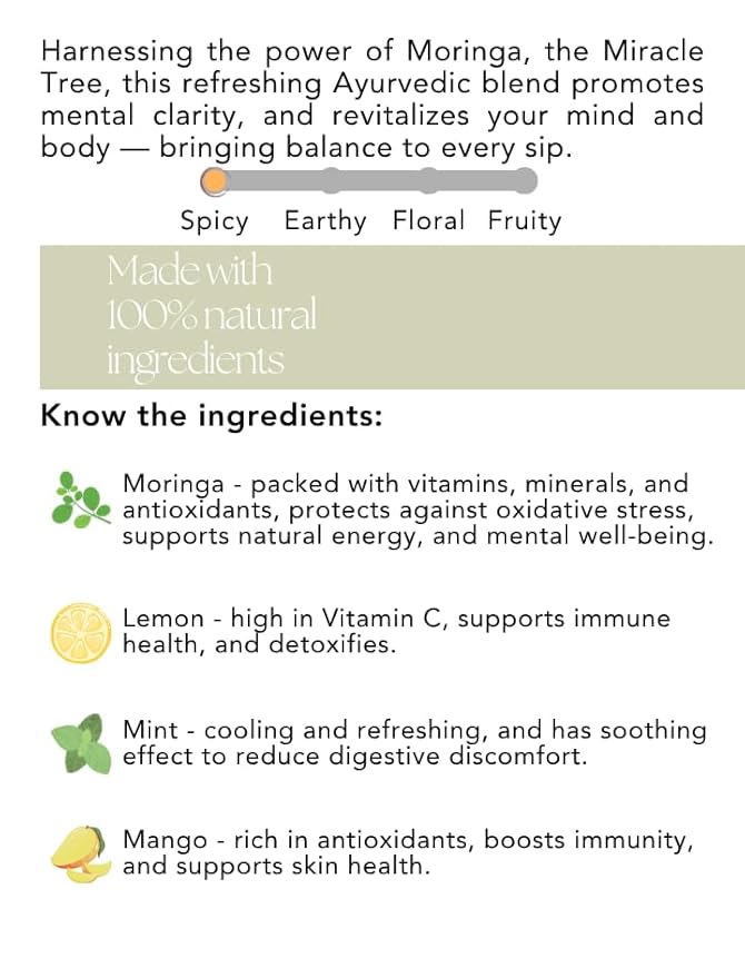 Kiara Naturals Loose Leaf Herbal Detox Tea, Clarity Cleanse - Moringa, Lemon & Mint, 1 Count, TEA, Plant-based, Caffeine-Free