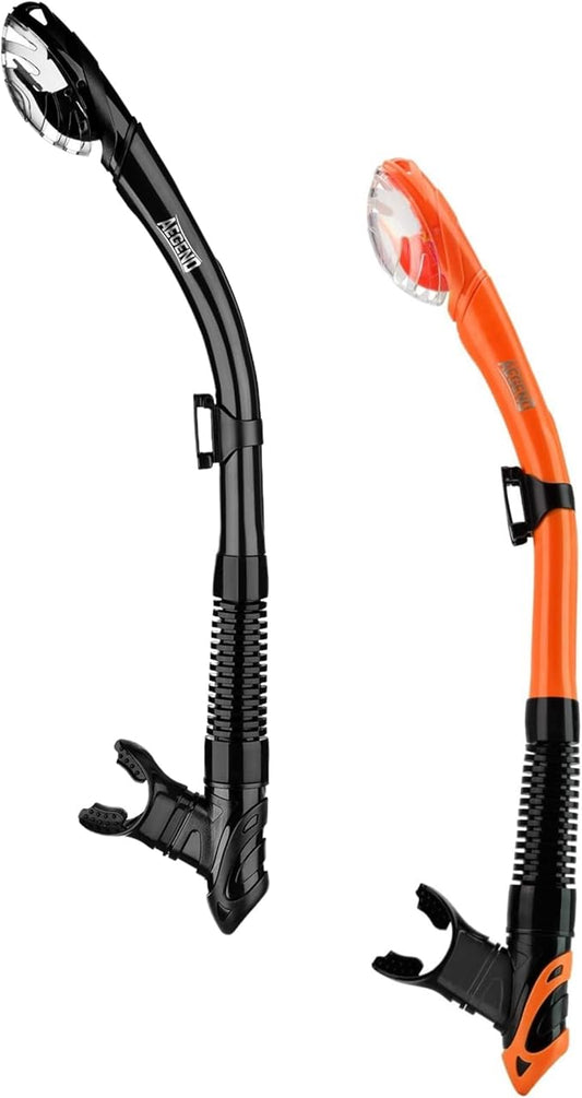 Aegend Dry Snorkel, Dive Mask Easy-Breath Free Diving Snorkel for Snorkeling Scuba Diving Freediving Swimming, with Top Dry Valve and Food-Grade Silicone Mouthpiece