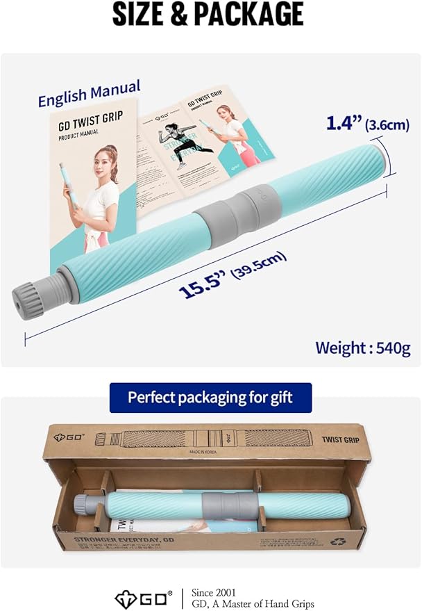 GD Twist Grip Adjustable Resistance Bar for Wrist Strength, Relieves Tendonitis Pain & Improve Grip Strength, Forearm Strength Trainer, Hand Exerciser Bars, Wrist and Elbow Strengthener, Multi-Flex
