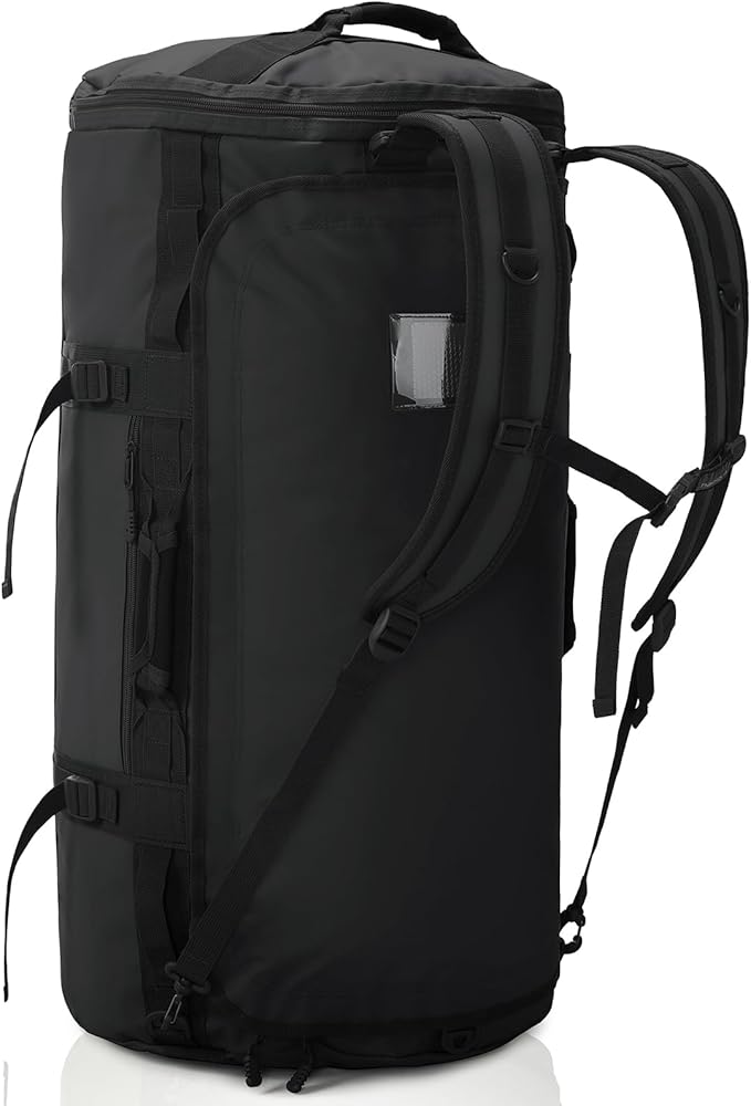 Haimont Large Duffle Backpack Bag for Men, Long Travel Duffel with Backpack Straps, Heavy Duty Back Packs with Shoes Compartment, Water-resistant, 90L, Black