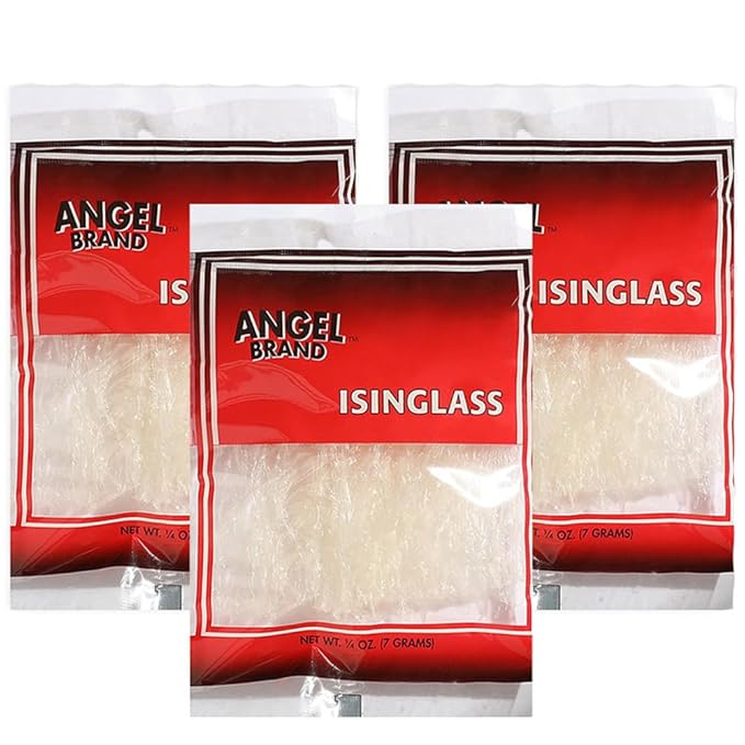 Angel Brand Isinglass 0.25 oz Pouch Pack of 3 - Sourced from Red Sea Algae - Agar Agar Primarily used as a thickening agent in soups, jellies, custards, and ice creams