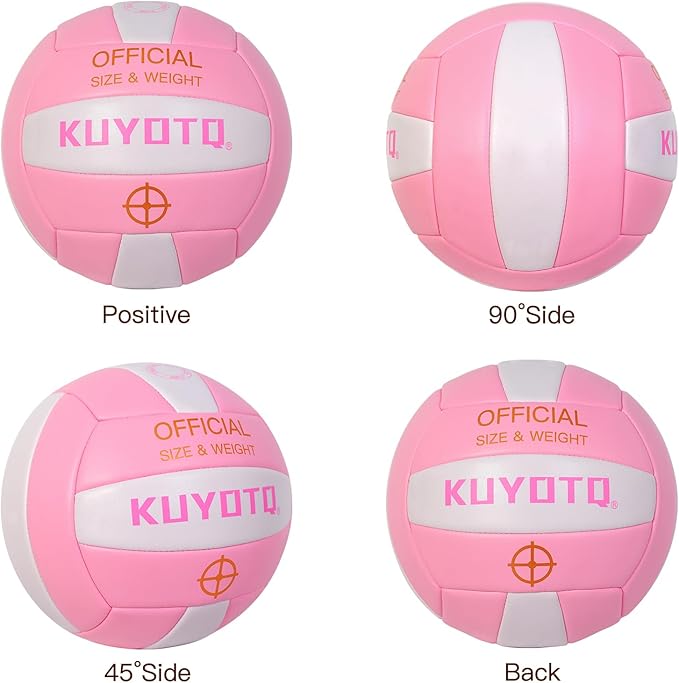KUYOTQ Official Size 5 in&Outdoor Beach Volleyball,3MM Thickened Surface Soft Leather Youth Womens Mens Volleyball for Game Gym Training(Deflated)
