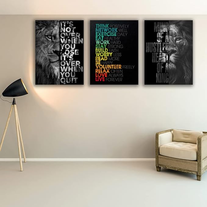 Motivational Canvas Painting Wall Art Execution Grind Hustle Inspirational Wall Art Success Entrepreneur Poster Positive Quotes Wall Poster Framed for Home Office Wall Decor[36''Wx 16''H]