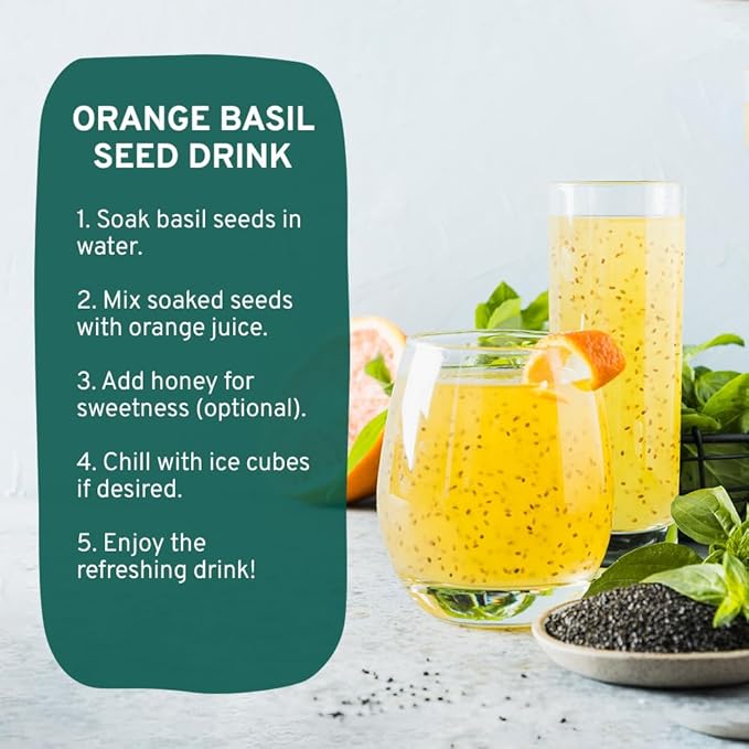 HANDPICK Holy Basil Seeds (397g/14oz) Gluten free, Raw Sabja, Tukmaria Seeds from India, Packed in Resealable Zip Lock Pouch