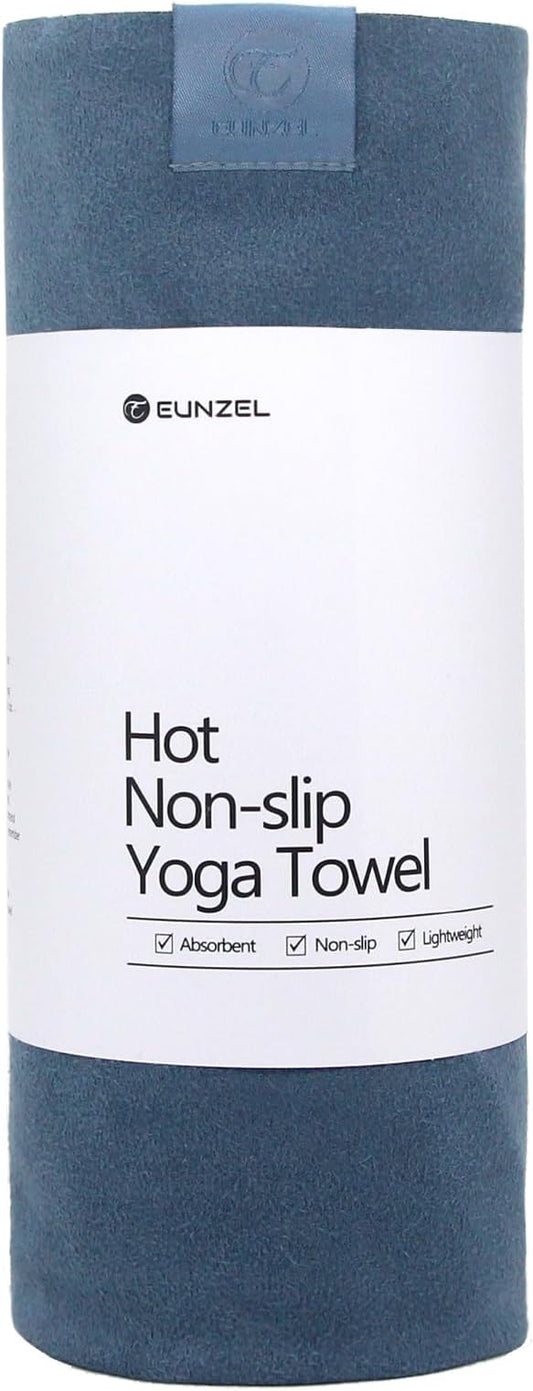 Eunzel Hot Yoga Towel, Super Absorbent Yoga Mat Towel Soft Suede Microfiber Non-Slip Towel for Bikram Pilates and Yoga Mats 72" x 26.5", Navy