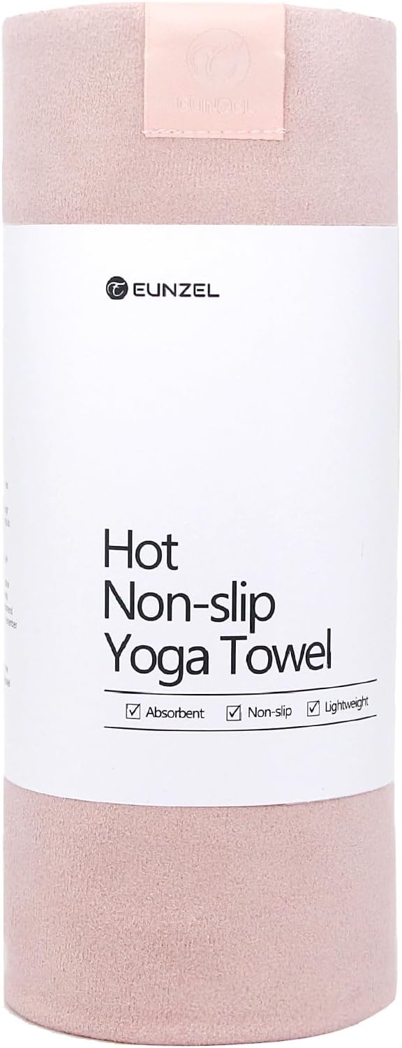 Eunzel Hot Yoga Towel, Super Absorbent Yoga Mat Towel Soft Suede Microfiber Non-Slip Towel for Bikram Pilates and Yoga Mats 72" x 26.5", Pink