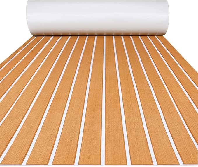 FOCEAN Boat Flooring EVA Foam Boat Decking Faux Teak Marine Flooring Boat Mat Boat Carpet Sheet for Motorboat RV Yacht Kayak Surfboard, 94.5"x 47.2"/35.4"/23.6"/15.7"
