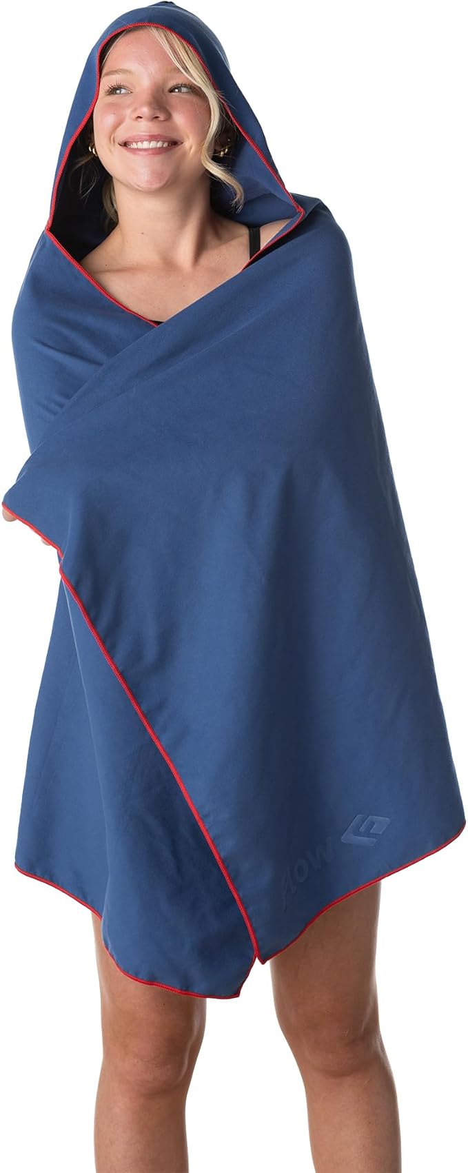 Flow Hydro Sport Towel - Microfiber Quick Dry Swimming Towels for Swim, Pool, Triathlon, and Other Water Sports in Medium, Large, Extra Large, and Hooded Sizes (Navy, Large w/Hood)
