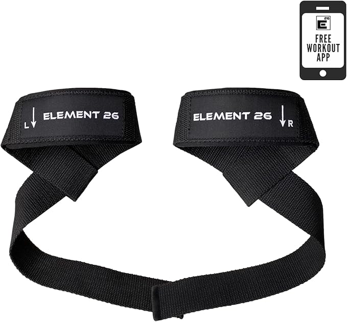 Element 26 Lifting Wrist Straps (Pair) With Guide - Weightlifting & Strength Training Straps for Men and Women