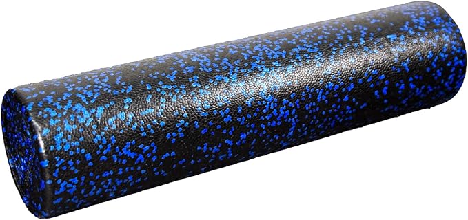 High-Density Round Foam Roller for Muscle Soreness Recovery, Exercise, Massage - 18", 24", 36" Blue Fleck (24 Inch)