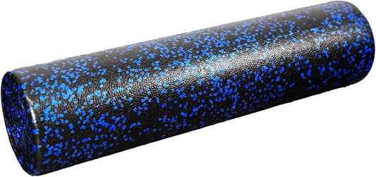 High-Density Round Foam Roller for Muscle Soreness Recovery, Exercise, Massage - 18", 24", 36" Blue Fleck (24 Inch)