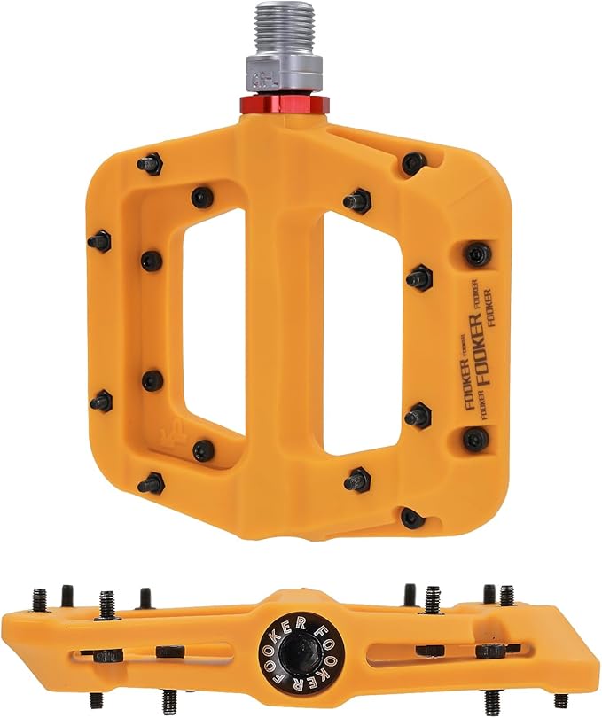 FOOKER MTB Pedals Mountain Bike Pedals 3 Bearing Non-Slip Lightweight Nylon Fiber Bicycle Platform Pedals for BMX MTB 9/16"