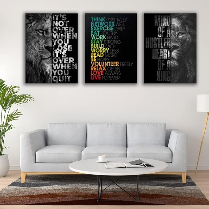 Motivational Canvas Painting Wall Art Execution Grind Hustle Inspirational Wall Art Success Entrepreneur Poster Positive Quotes Wall Poster Framed for Home Office Wall Decor[72''Wx 36''H]