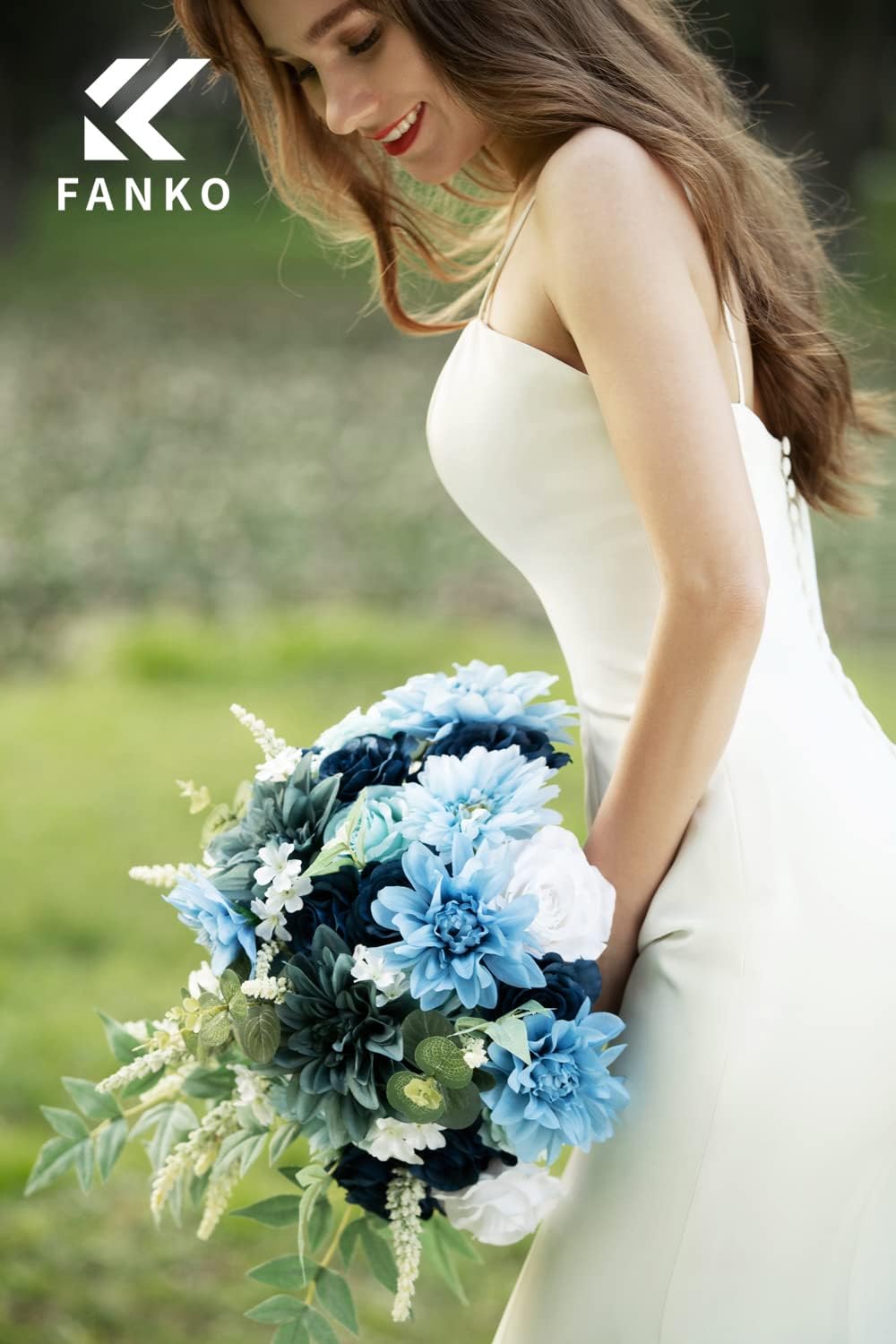 FANKO Dusty Rose Artificial Flowers Combo for DIY, Fake Blue Rose Artificial Silk Flowers with Greenery, Real Looking Artificial Faux Flowers for Wedding, Decoration, Centerpieces, Party, Home Décor