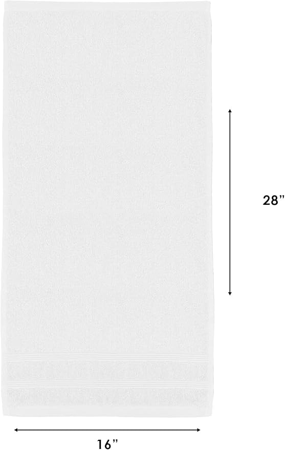 Kaufman - Premium Hand Towels Set for Bathroom, Spa, Gym, and Face Towel 100% Cotton Ring Spun, Ultra Soft Feel and Highly Absorbent Towels (White, 36-PK)