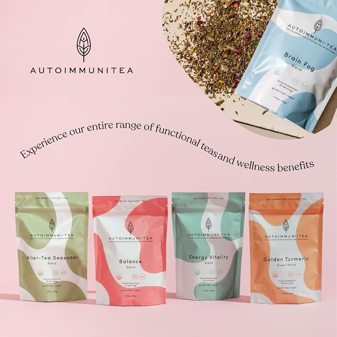 Brain Fog Tea for Herbal Focus & Memory, AIP AutoimmuniTea Protocol Diet Compliant Foods, Whole 30, Paleo Friendly - Nootropics Support Herbs Gingko Biloba, Peppermint, Gotu Kola