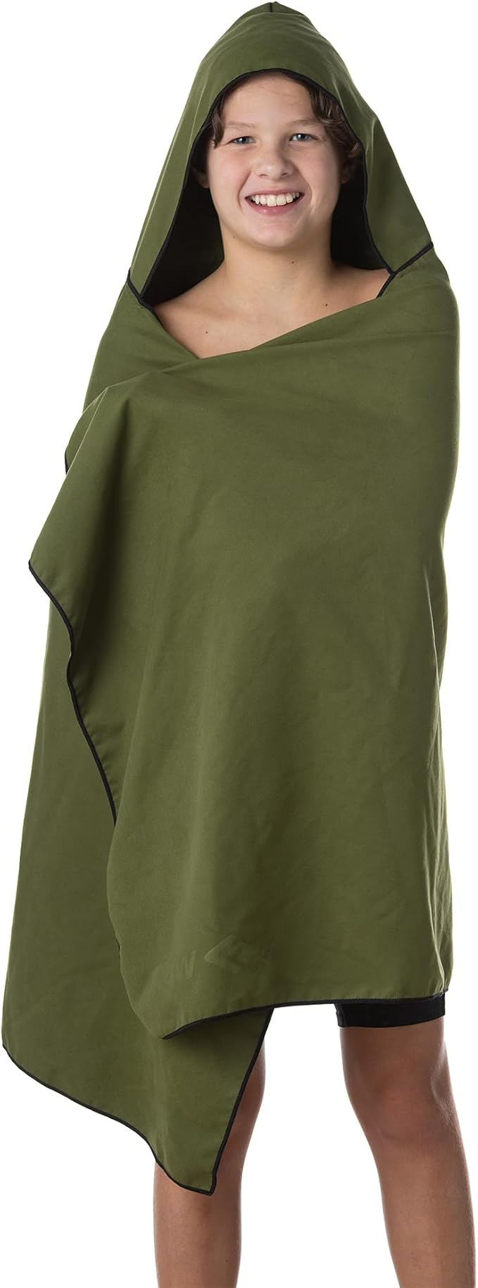 Flow Hydro Sport Towel - Microfiber Quick Dry Swimming Towels for Swim, Pool, Triathlon, and Other Water Sports in Medium, Large, Extra Large, and Hooded Sizes (Army Green, Large w/Hood)