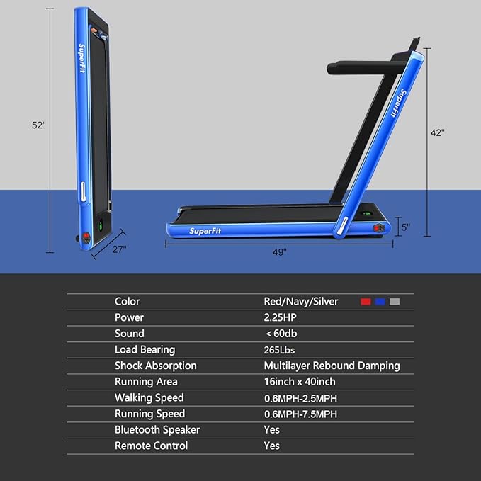 GYMAX Walking Pad, 2.25HP Foldable Treadmill with Smart App & Remote Control, Bluetooth LED Monitor, Small Spaces Compact Running Machine, Folding Portable Under Desk Treadmill for Home Office