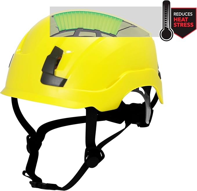 GE Safety Helmet, Impact Absorbing Tech, Adjustable Ratchet, ANSI Type 1, Memory Foam Padding, Hard Hats Protection, Lightweight, Durable, Chin Strap, Comfortable Fit OSHA Approved