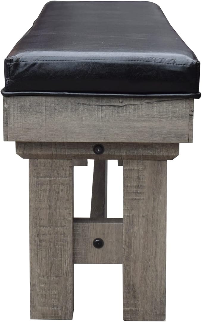 Hathaway Logan 7-ft Pool Table Combo Set with Benches - Rustic Gray with Blue Felt, Barnwood