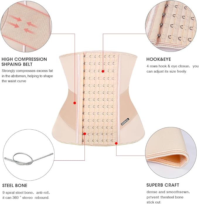 KIMIKAL Women Waist Trainer Corset Belt: Under Clothes Sport Tummy Control Long Torso Shapewear