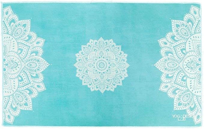 Yoga Design LAB | The Hand Towel | Premium Non Slip Hand Towel | Designed in Bali | Colorful Eco Printed + Quick Dry + Soft | Hot Yoga, Bikram, Ashtanga, Sport, Barre, Travel (Mandala Turquoise)