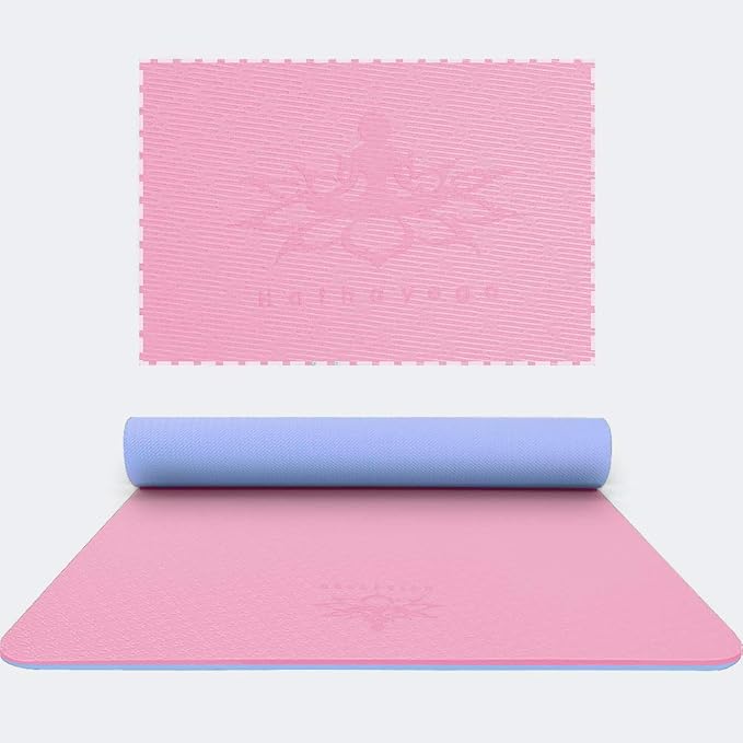 Hatha Yoga Extra Thick TPE Yoga Mat - 72"x 32" Thickness 1/2 Inch -Eco Friendly SGS Certified - With High Density Anti-Tear Exercise Bolster For Home Gym Travel & Floor Outside