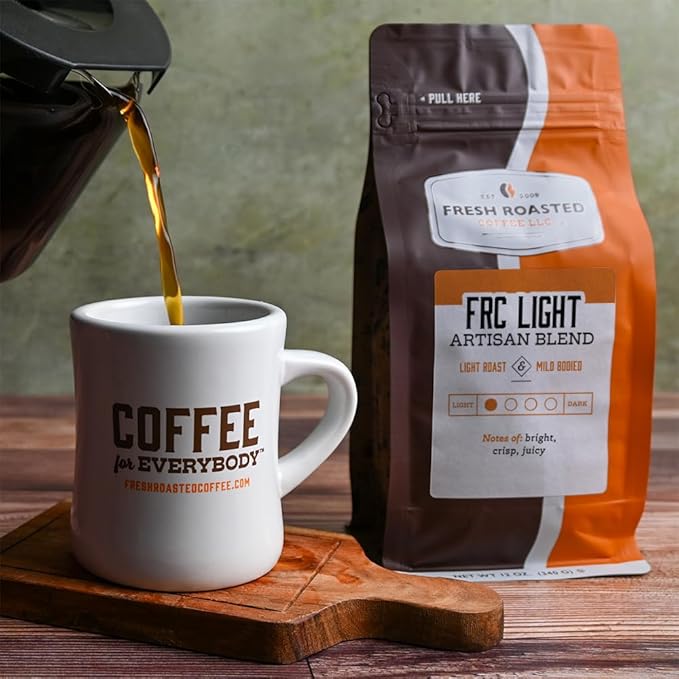 Fresh Roasted Coffee, FRC Light Roast Blend, 12 oz, Kosher, Whole Bean