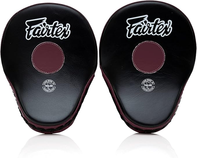 Fairtex FMV9 Contoured Focus Mitts |Striking Accuracy & Protection for Boxing, Muay Thai, Kickboxing |Ergonomic Design, Soft Padding, Secure Fit Leather