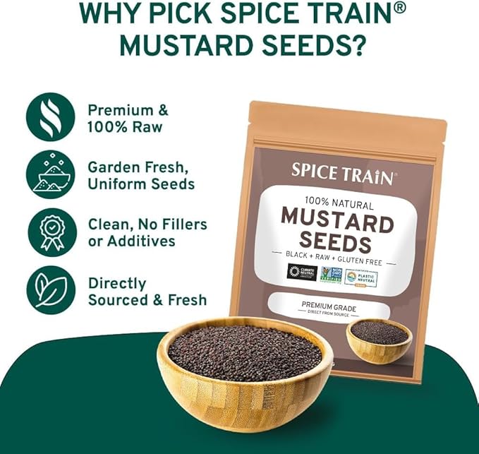 Black Mustard Seeds (397g/14oz), Gluten free, 100% Raw, Sourced from India, Packed in Resealable Zip Lock Pouch
