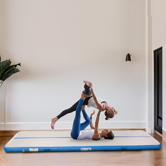 DOBESTS Inflatable Air Gymnastics Mat Tumbling Mat Tumble Track Gymnastics Training for Kids Home 6.6 feet 10 feet 13feet 16feet 20feet 4/8inch Thick for Cheerleading Dance Yoga Cheer Water With Pump