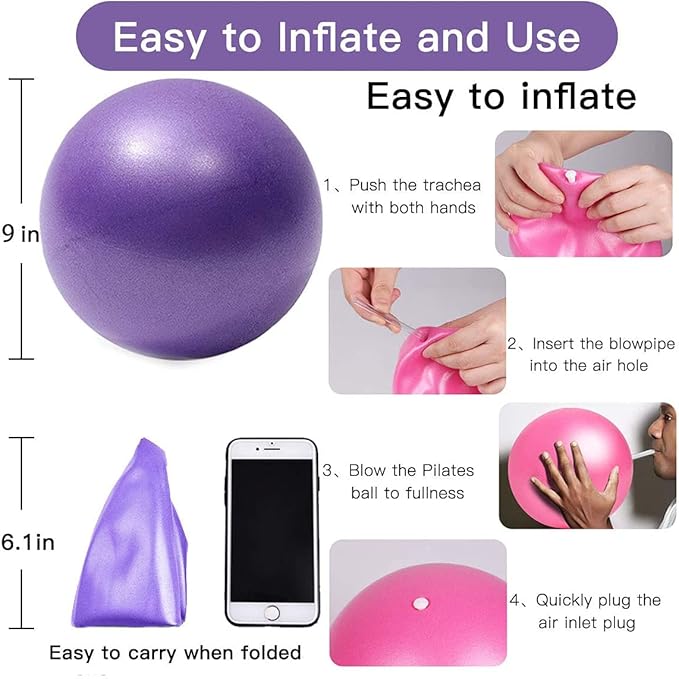 Mini Yoga Balls 9 Inch Exercise Pilates Therapy Balance Micropore Ball Barre Equipment for Home Stability Training Physical Core Training