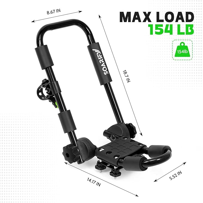 Folding Kayak Roof Rack Premium J-Bar for Canoe Carrier SUP Paddle Surfboard Mount on Car SUV and Truck Crossbar (2 Pairs)