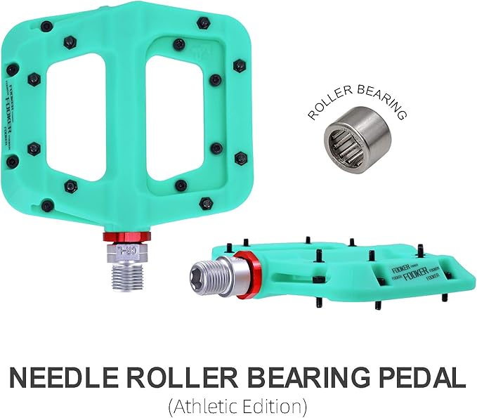 FOOKER MTB Pedals Mountain Bike Pedals 3 Bearing Non-Slip Lightweight Nylon Fiber Bicycle Platform Pedals for BMX MTB 9/16"