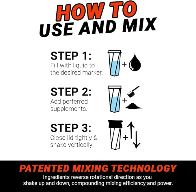 HELIMIX 1.5 Vortex Blender Shaker Bottle Holds Upto 20oz | No Blending Ball or Whisk | USA Made | Portable Pre Workout Whey Protein Drink Shaker Cup | Mixes Cocktails Smoothies Shakes | Top Rack Safe
