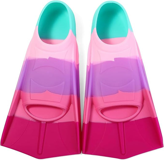 Kids Swim Fins,Short Kids Fins Youth Swimming Flippers for Lap Swimming Training for Children Girls Boys Beginners