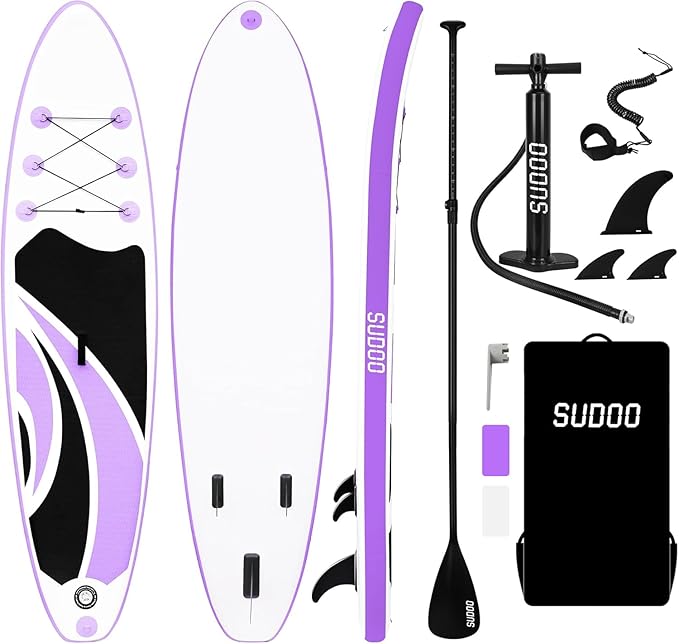 Inflatable Stand Up Paddle Board 10‘x30‘‘- Ultra-Light SUP with Backpack, Pump, Paddle, Coil Leash, 3 Fins, Repair Kit, Stable Design, Non-Slip EVA Deck for Adults & Youth