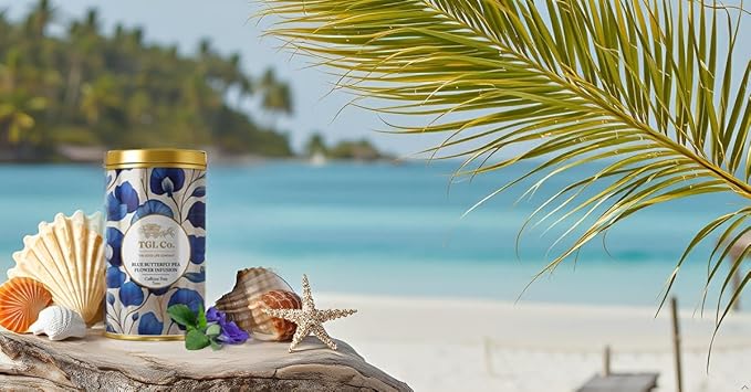 TGL Co. Blue Butterfly Pea Flower Tea (1.76 oz / 50g) Tall Tin Can | Natural Herbal Tea | Enjoy Hot or Iced | Blue Tea